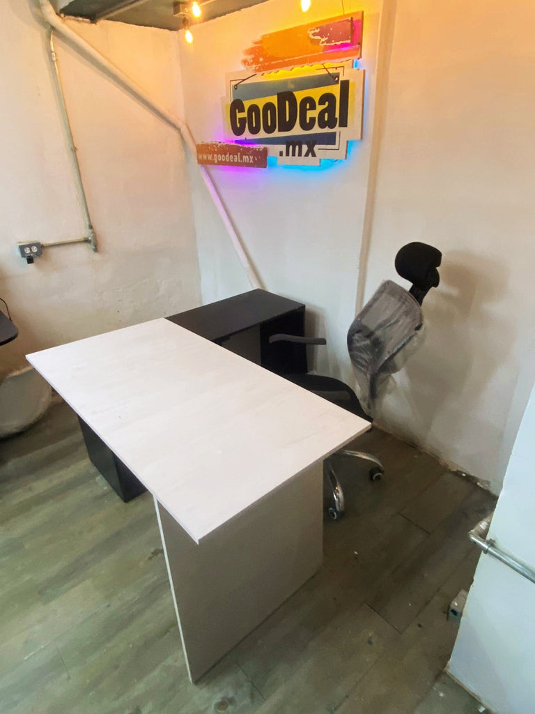 Escritorio en L "Escuadra" con Gabinete de madera de  melamina.