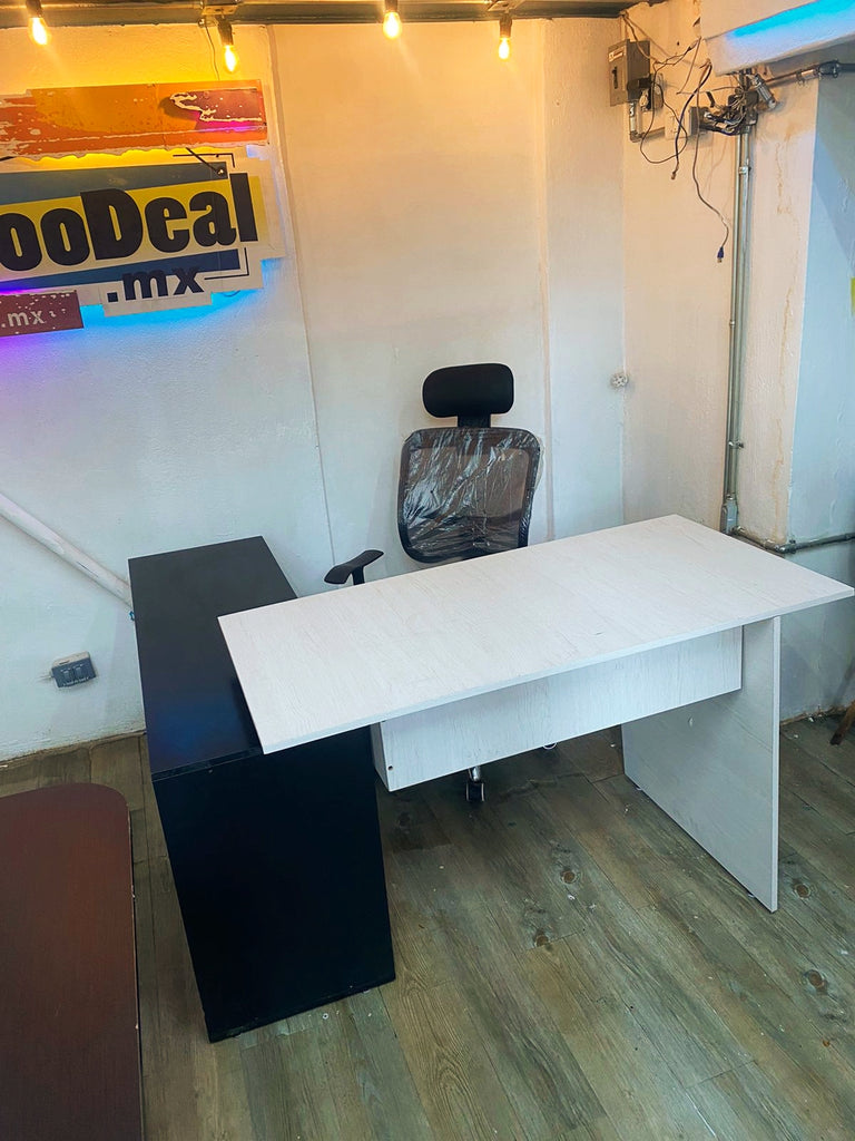 Escritorio en L "Escuadra" con Gabinete de madera de  melamina.