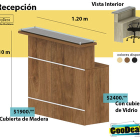 Recepción con escritorio Secretarial con base de Vidrio
