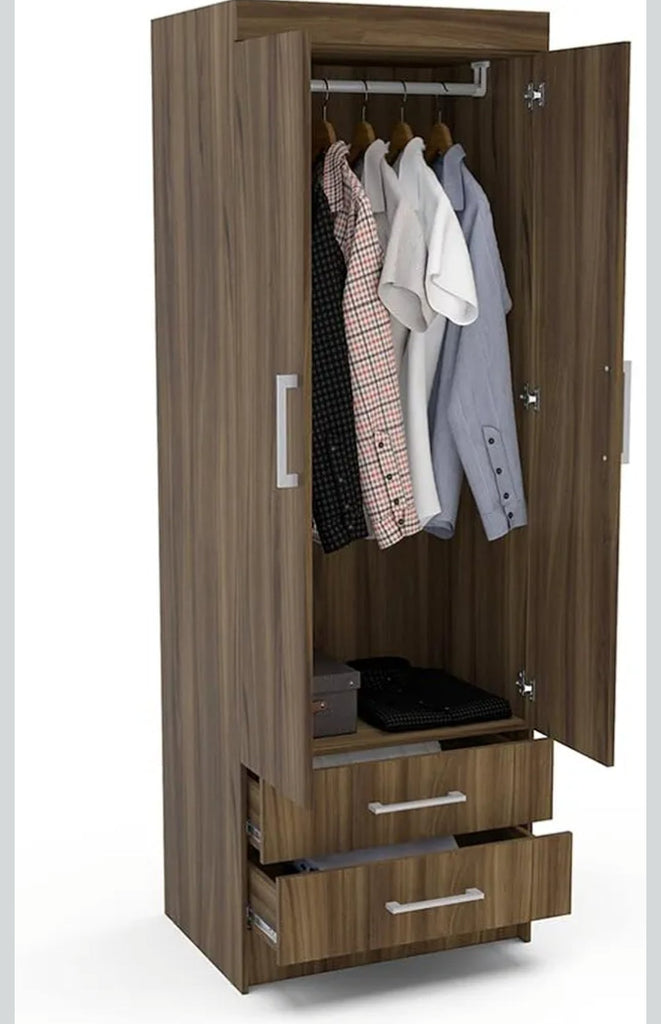 Closet ropero de madera dos puertas y dos cajones.