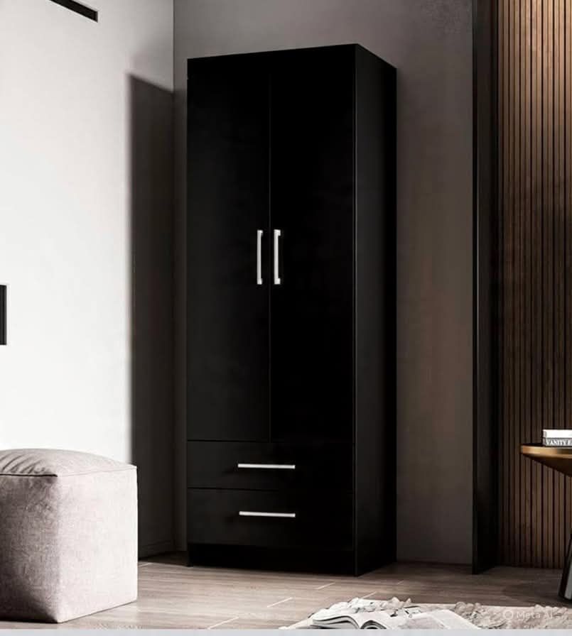 Closet ropero de madera dos puertas y dos cajones.
