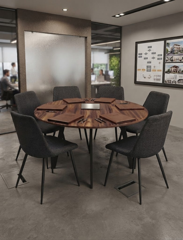 Mesa Redonda 6 Plazas 1.20m Metal / Madera