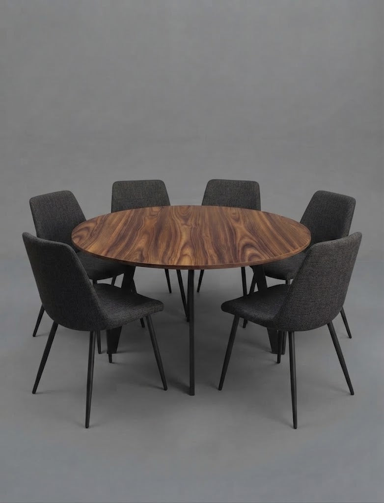 Mesa Redonda 6 Plazas 1.20m Metal / Madera