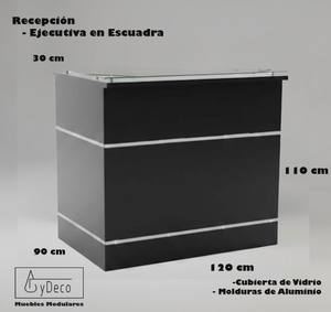 Recepción Ejecutiva en Escuadra con cubierta de Vidrio