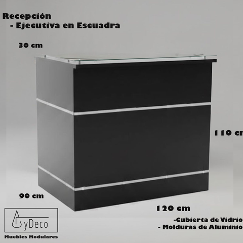 Recepción Ejecutiva en Escuadra con cubierta de Vidrio