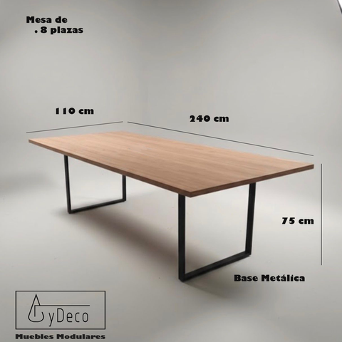 Mesa 8 Plazas Base Metálica