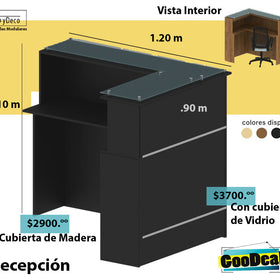 Escuadra de Módulo de Recepción con escritorio Secretarial Cubierta de Vidrio