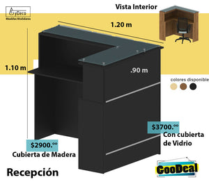 Escuadra de Módulo de Recepción con escritorio Secretarial Cubierta de Vidrio