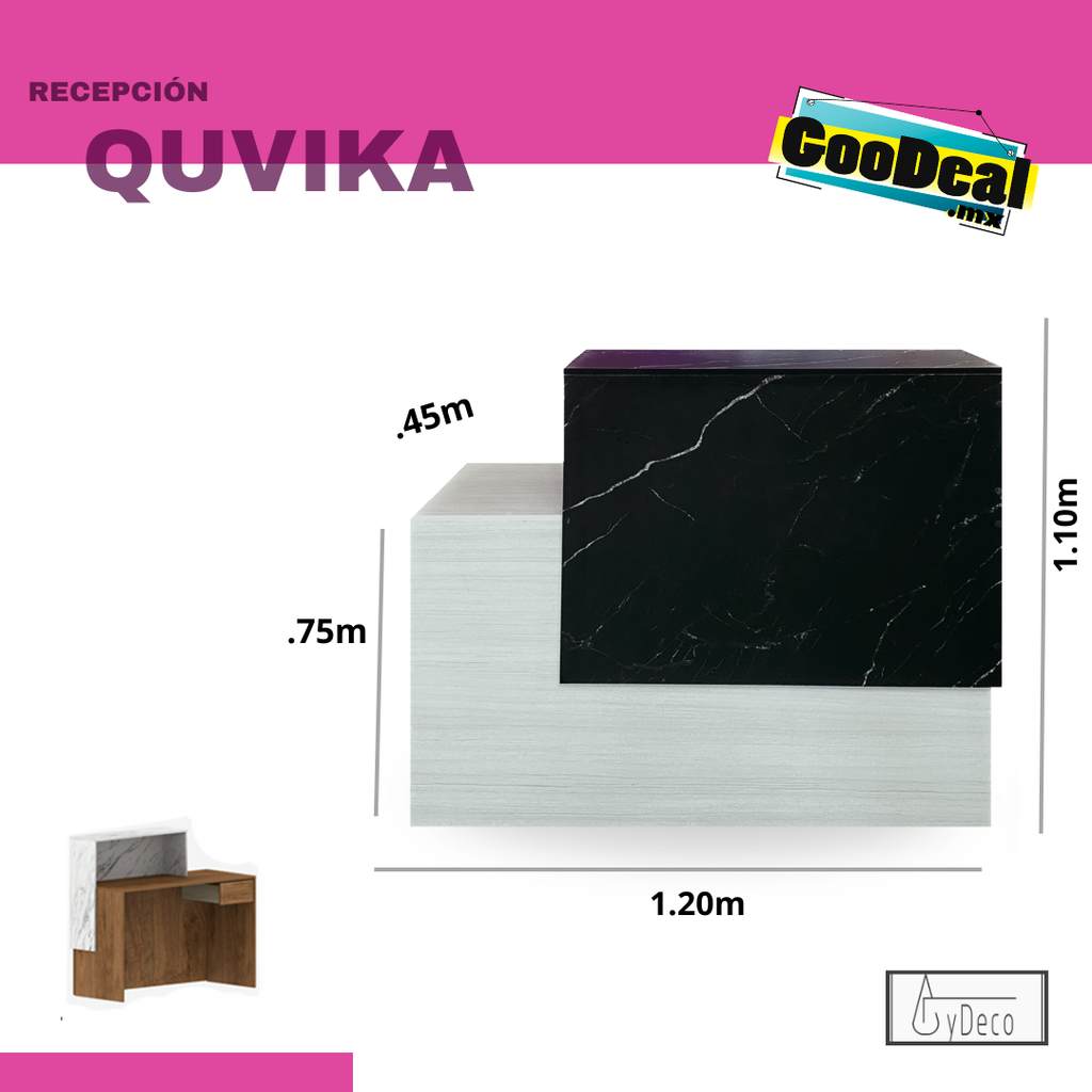 Recepcion Quvika/ Mármol negro con Cajón