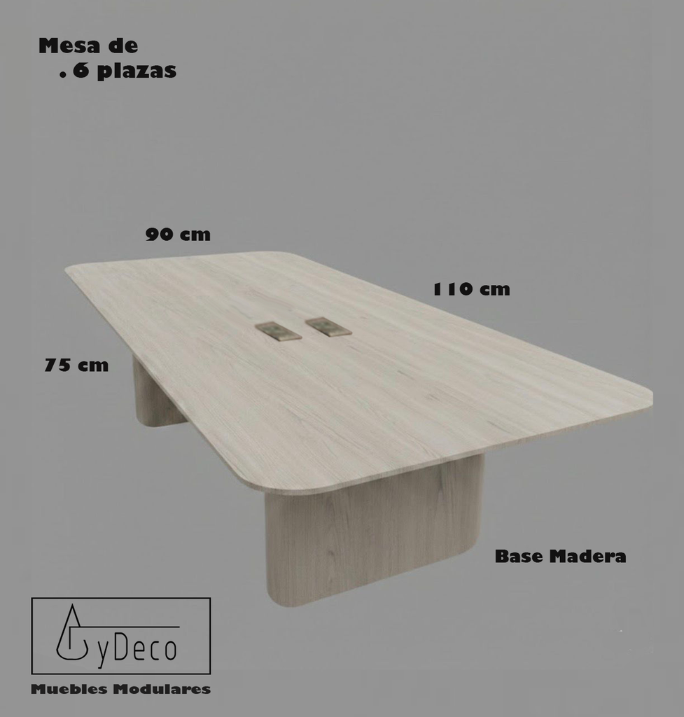 Mesa para sala de juntas 6 Plazas con Contactos y USB