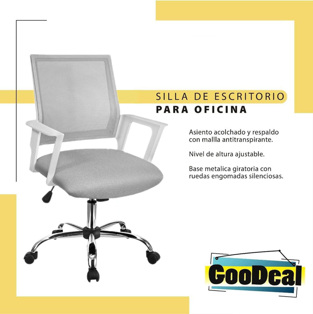 Silla para oficina, reclinable color gris Nordic