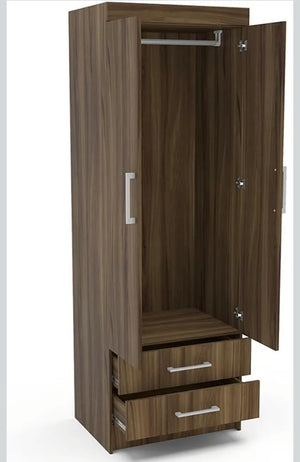 Closet ropero de madera dos puertas y dos cajones.