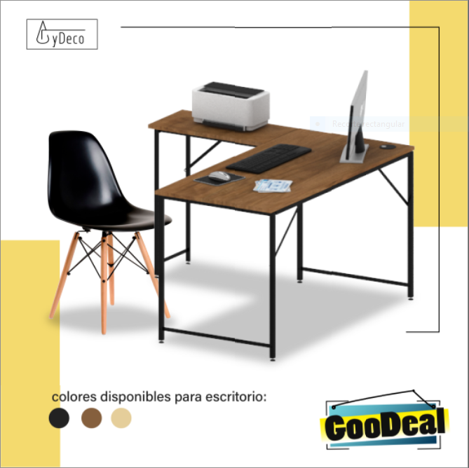 Escritorio en escuadra + Silla Eames